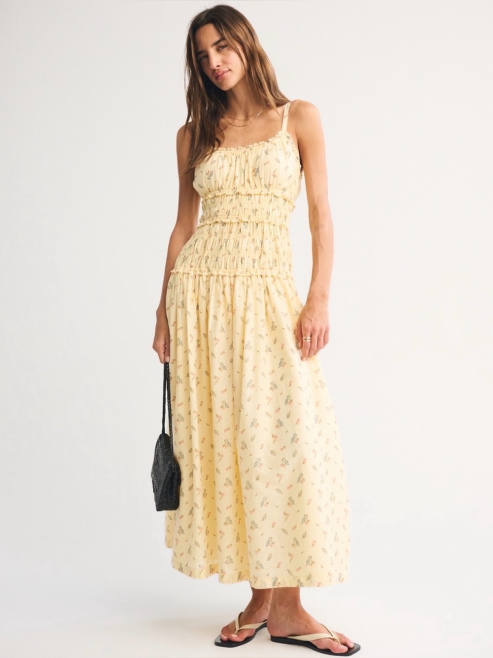 A&F Bra-Free Smocked Drop-Waist Maxi Dress